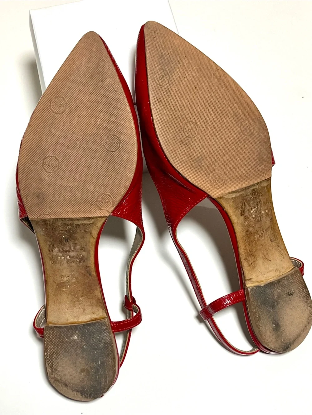 AGL Red Italian Leather Flats